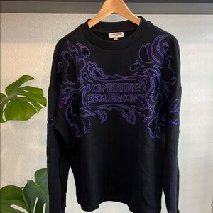 Opening Ceremony Black and Purple Long Sleeve Crewneck Sweathirt | size Med